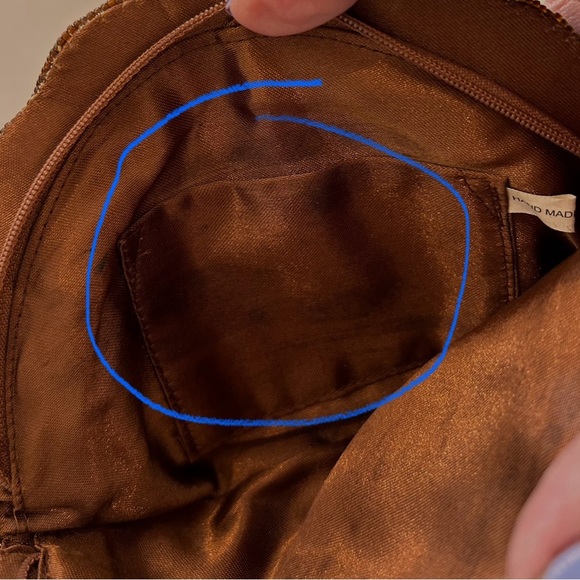 Vintage Beaded Evening Clutch Crossbody Purse Gold Metallic Scalloped - Picture 8 of 8